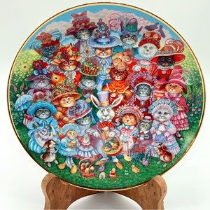 Franklin Mint Easter Purrade -Bill Bell Limited Edition Fine Porcelain Cat Plate